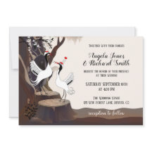 Whimsical Japansk Cranes Wedding-inbjudan
