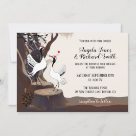 Whimsical Japansk Cranes Wedding-inbjudan Inbjudningar