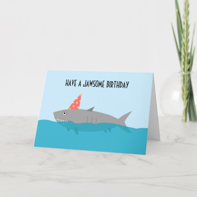 Whimsical Jawsome Shark Pun Birthday Celebration C Kort (Framsida)