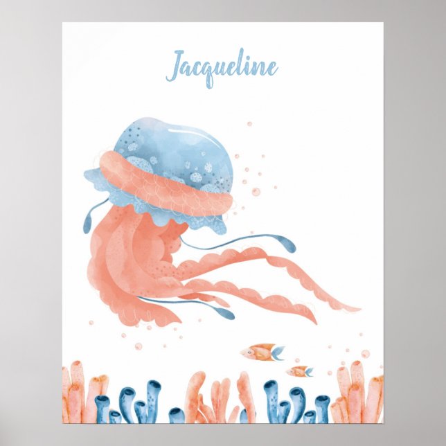 Whimsical Jellyfish Lullaby Anpassade Poster (Framsidan)