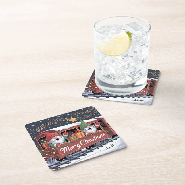 Whimsical Jolly Gnomes Musical Express Underlägg Papper Kvadrat (Insitu)