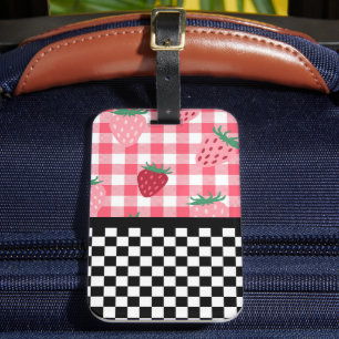 Whimsical Jordgubbar och Rutigt Bagagebricka