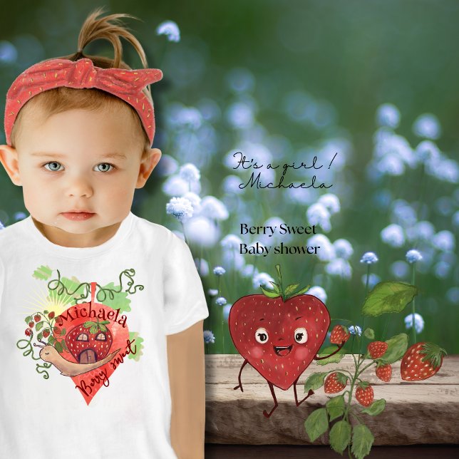 Whimsical Jordgubbshus Berry Söt  T Shirt (Whimsical Strawberry House Berry Sweet Baby T-Shirt)