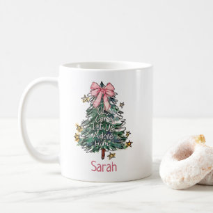 Whimsical jul anpassad vattenfärg flickor kaffemugg