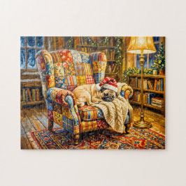 Whimsical jul armchair sovande moppar Illustr Pussel