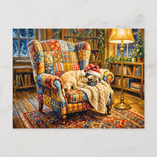 Whimsical jul armchair sovande moppar Illustr Vykort