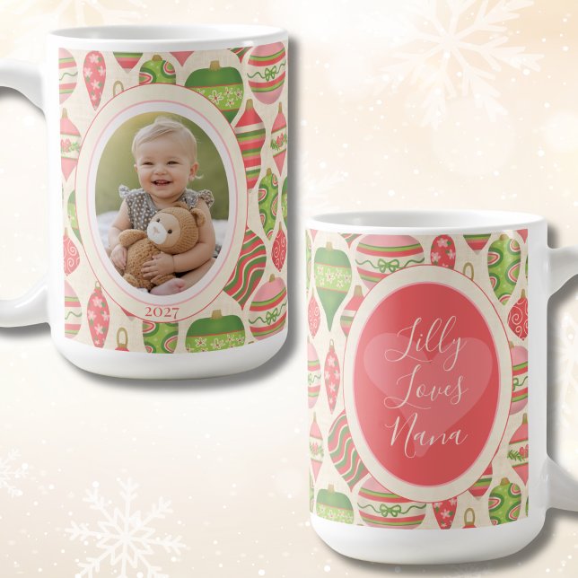 Whimsical Jul Bebis Foto Jul Kaffemugg (Whimsical Baby's First Christmas Photo Mug - Perfect Gift for Grandparents)