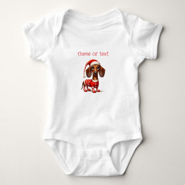 Whimsical jul-dachshund  t shirt (Framsida)