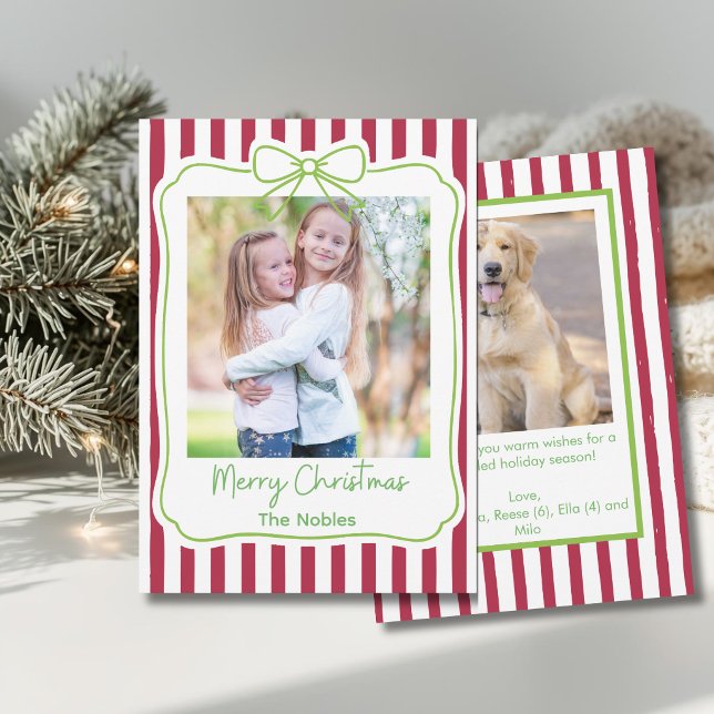 Whimsical jul foto bow remsa  julkort (Skapare uppladdad)