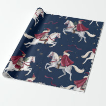 Whimsical jul häst ryttare Burgundy & Navy
