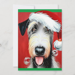Whimsical jul irländsk wolfhound platt kort