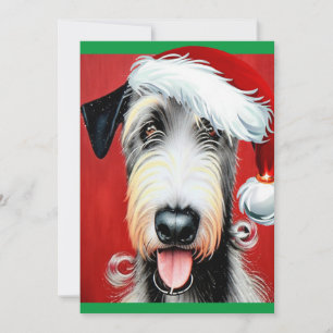 Whimsical jul irländsk wolfhound platt kort