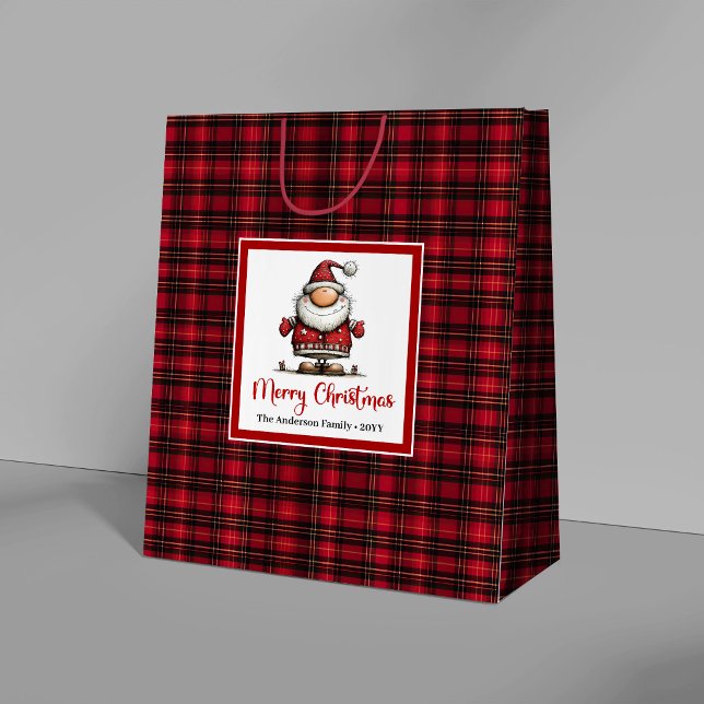 Whimsical jul Rolig Santa Handritat Present  (Whimsical Christmas Funny Santa Hand Drawing Gift Bag)