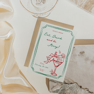 Whimsical jul Santa Martini-inbjudan Inbjudningar