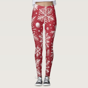 Whimsical jul snöflingor julmönster leggings