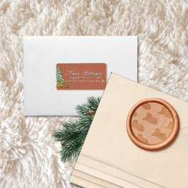 Whimsical jul Tiger Rosa Adress Adressetikett
