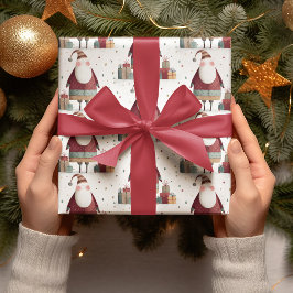 Whimsical jul tomte inslagspapper presentpapper