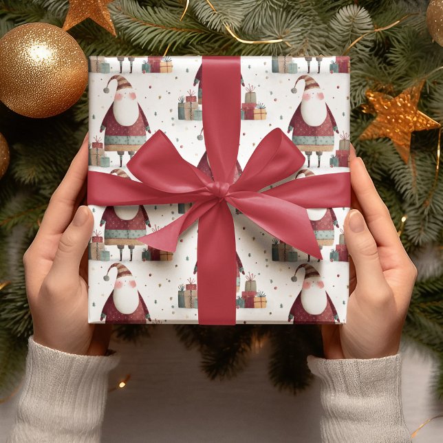 Whimsical jul tomte inslagspapper presentpapper (Skapare uppladdad)