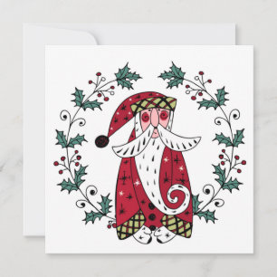 Whimsical jul tomte julkort