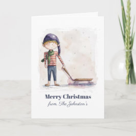 Whimsical jul-tomte vattenfärg semesterkort kort