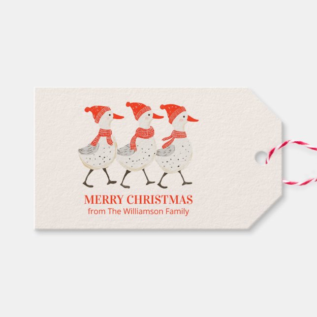 Whimsical juländer Custom jul Presentetikett (Framsidan (Horizontal))
