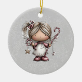 Whimsical julängel julgransprydnad keramik