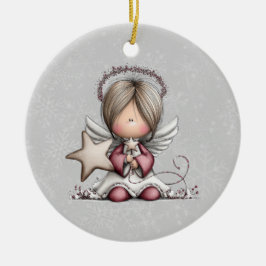 Whimsical julängel julgransprydnad keramik