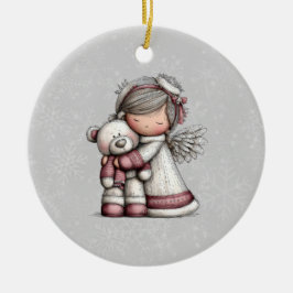 Whimsical julängel julgransprydnad keramik