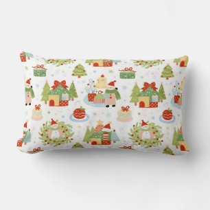Whimsical julby Storybook Lumbarkudde