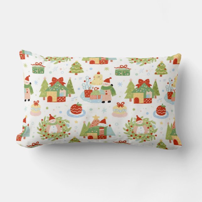 Whimsical julby Storybook Lumbarkudde (Framsida)