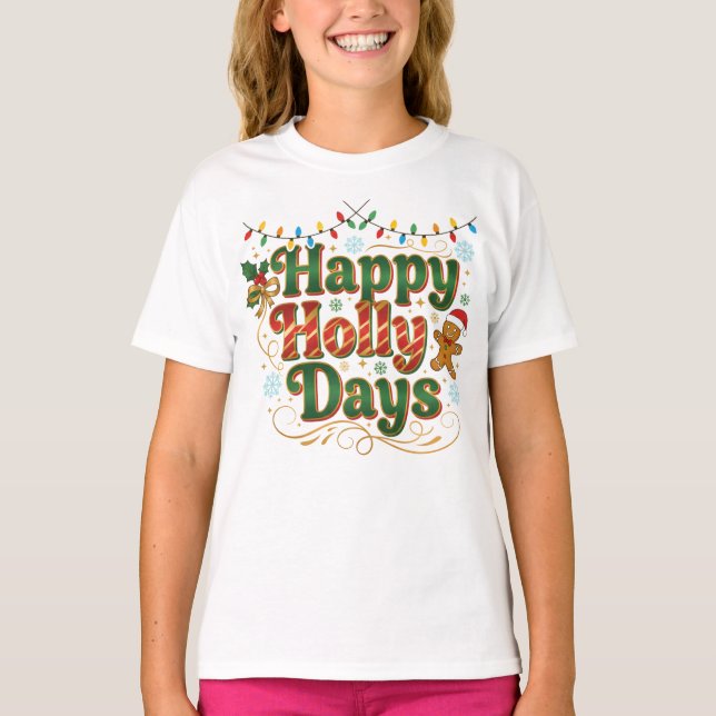 Whimsical juldesign med pepparkakor & snö t shirt (Framsida)