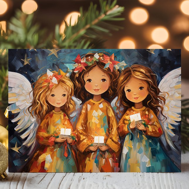 Whimsical julenglar med ljus helgkort (Skapare uppladdad)