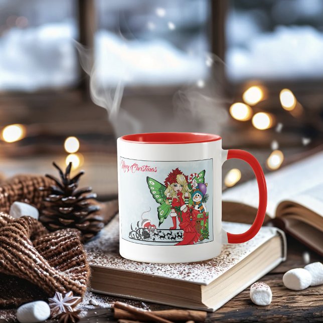 Whimsical julfée Holidaypresent Blå Mugg (Skapare uppladdad)
