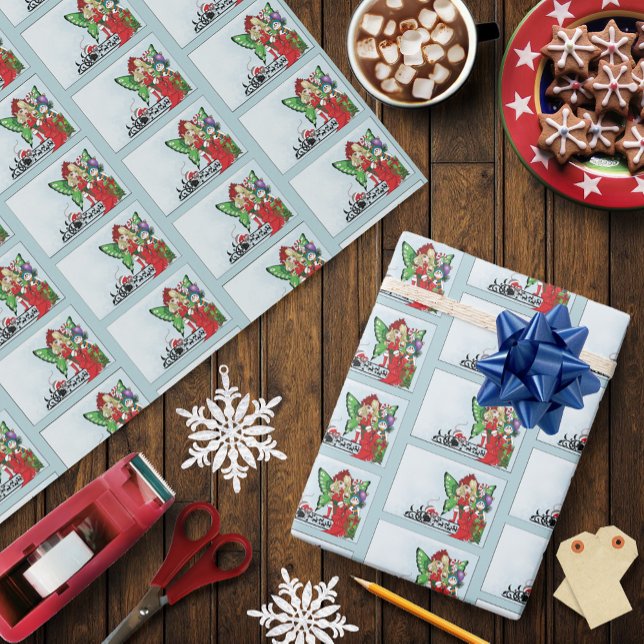 Whimsical julfée Holidaypresenter Blå Presentpapper (Skapare uppladdad)