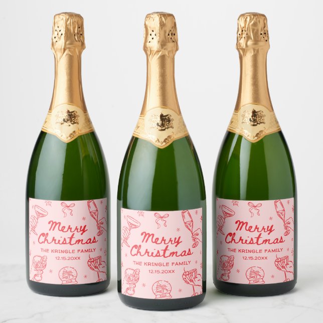 Whimsical Julfest Handritad  (Flaskor)