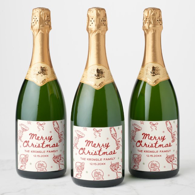 Whimsical Julfest Handritad  (Flaskor)