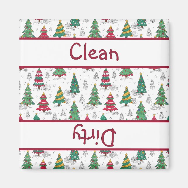 Whimsical julgran diskmaskin ren/smuddig magnet (Framsidan)
