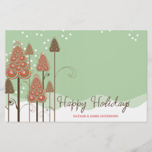 Whimsical Julgran Helgdag Anpassningsbar Stationer Brevpapper