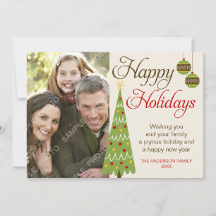 Whimsical Julgran Helgdag Photo Card Julkort