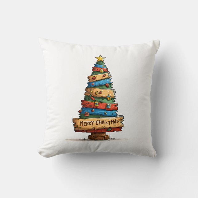 🎄 Whimsical julgran kastkudde 🎁✨ Kudde (Framsida)