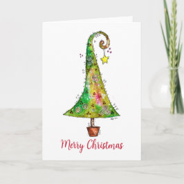 Whimsical julgran kort