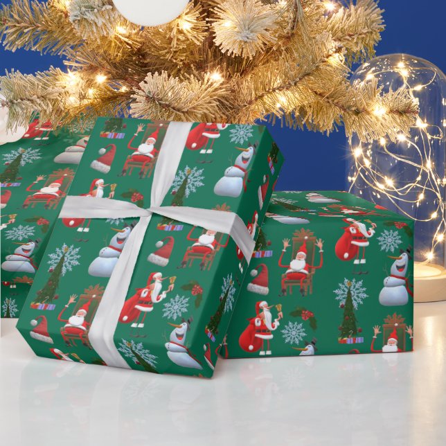 Whimsical julgran med tomte och snöman presentpapper (Helgdagar)