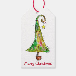 Whimsical Julgran Presentetikett