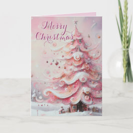 Whimsical julgran Rosa Personlig Helgkort