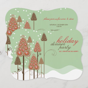 Whimsical julgranar firande inbjudan till julfest
