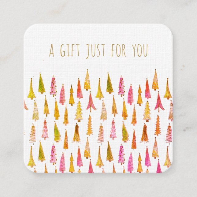 Whimsical Julgranar Helgdag Gift Certificate Rabattkort (Framsida)