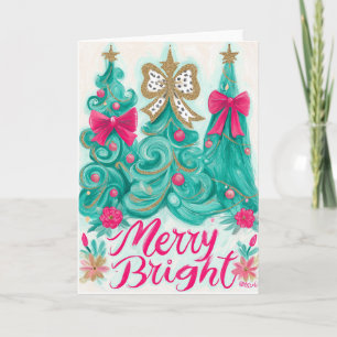 Whimsical julgranar  helgkort