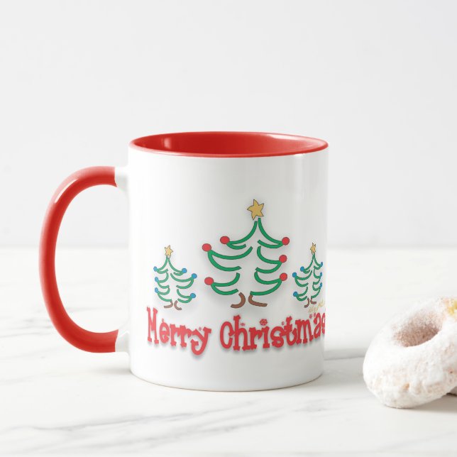 "Whimsical" Julgranar Mugg (Med munk)