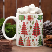 Whimsical julgranar på Plaid-mönster