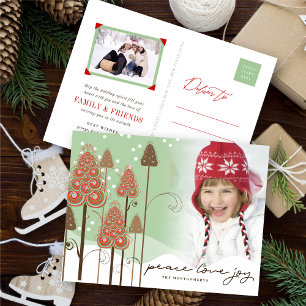 Whimsical Julgranar Winter Wonderland Photo Helg Vykort